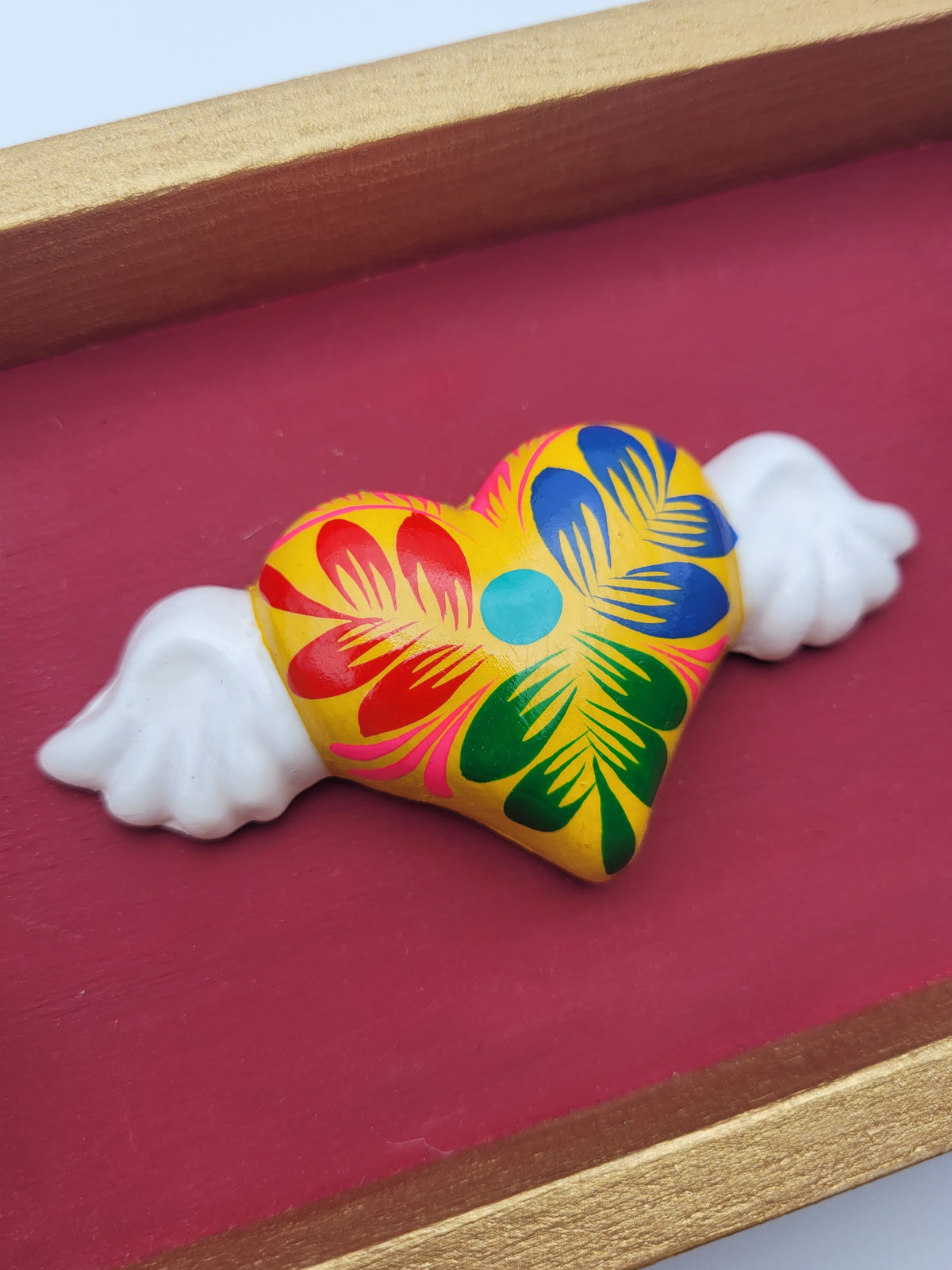 Winged Heart Sculpture Burgundy