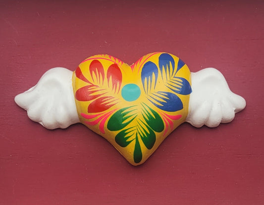 Winged Heart Sculpture Burgundy