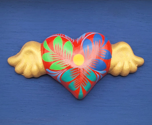 Winged Heart Sculpture Blue