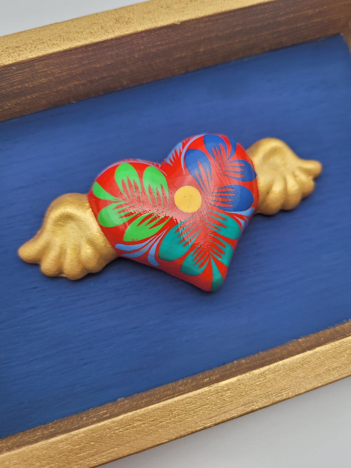 Winged Heart Sculpture Blue