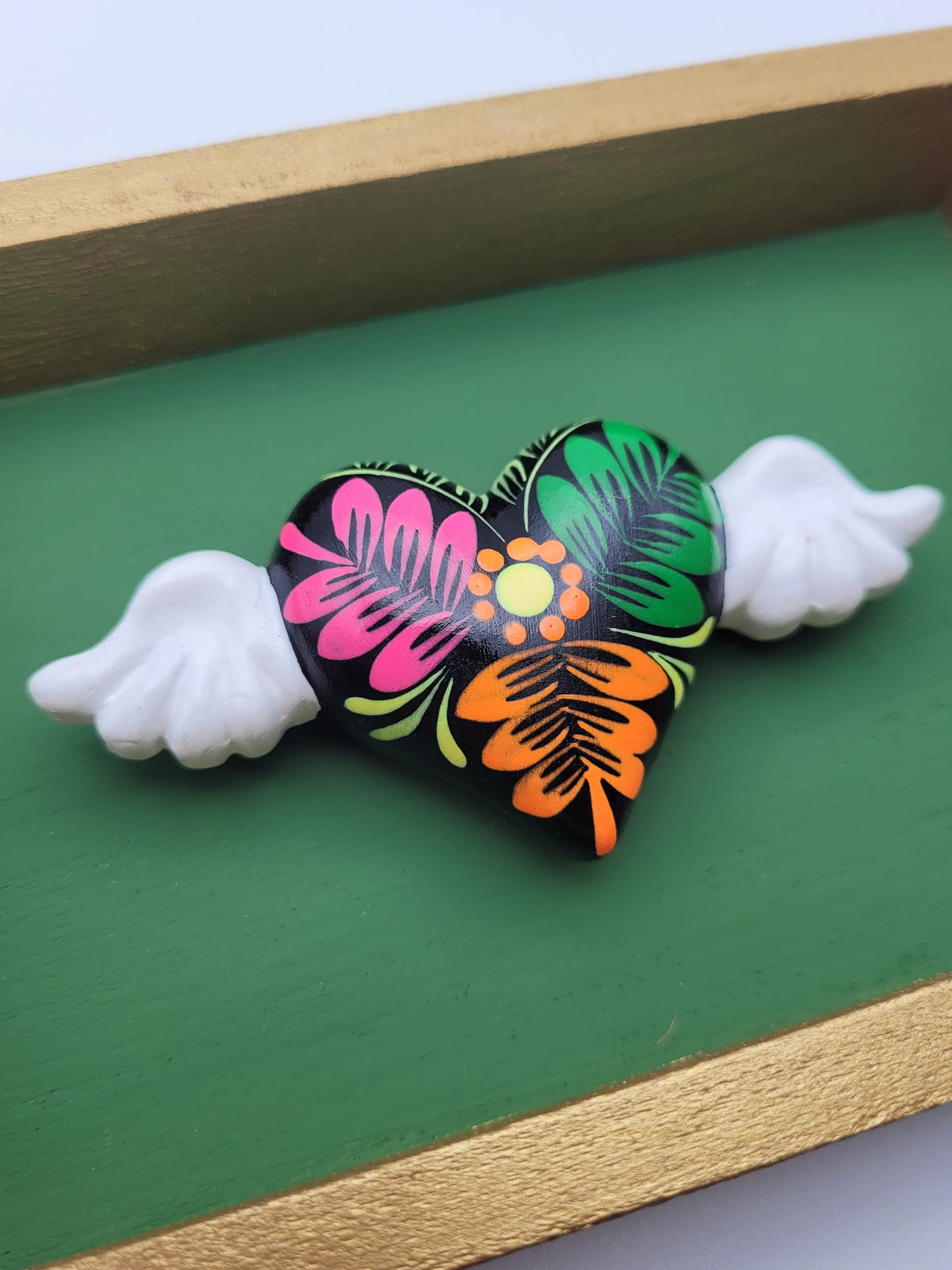 Winged Heart Sculpture Green