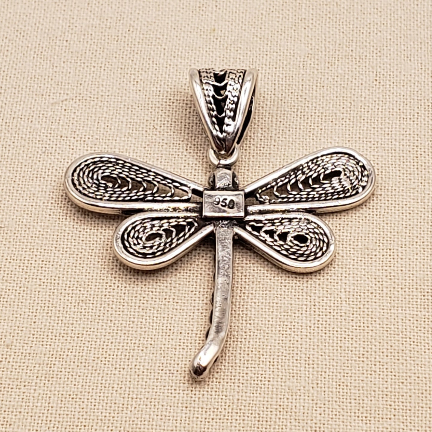 Handcrafted Peruvian Silver Dragonfly Pendant