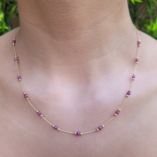 Handcrafed Pink Sapphire Necklace