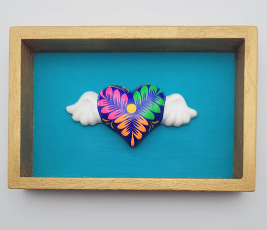 Winged Heart Sculpture Turquoise