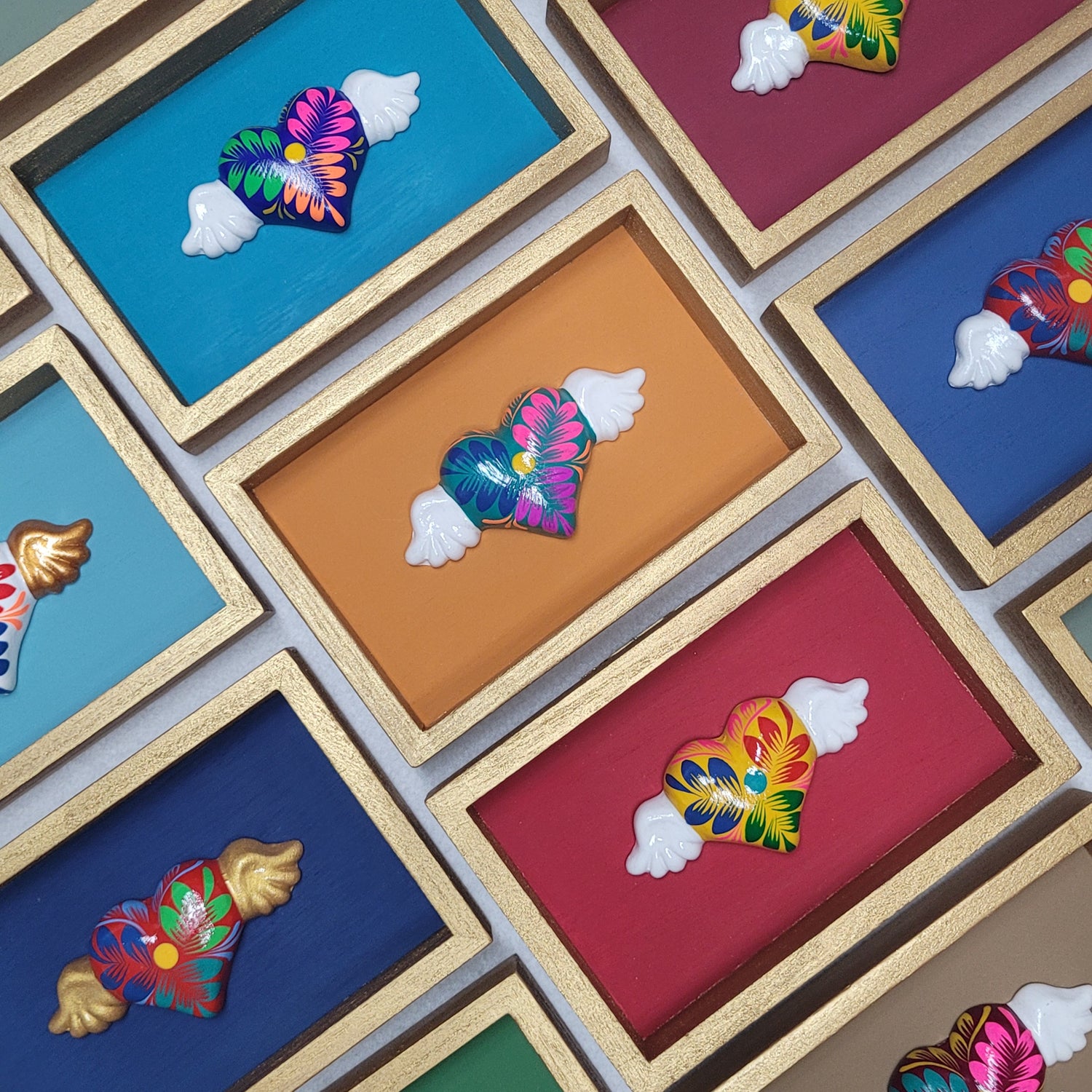 Artisan Winged Heart Sculptures