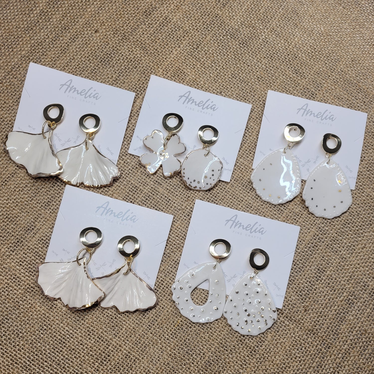 Golden Petals Porcelain Earrings