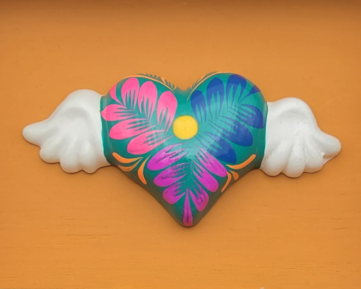 Winged Heart Sculpture Orange