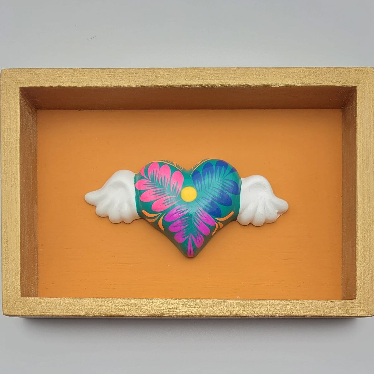 Winged Heart Sculpture Orange