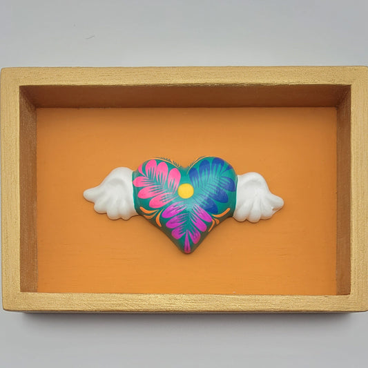 Winged Heart Sculpture Orange