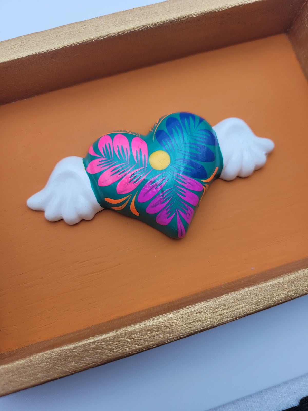 Winged Heart Sculpture Orange
