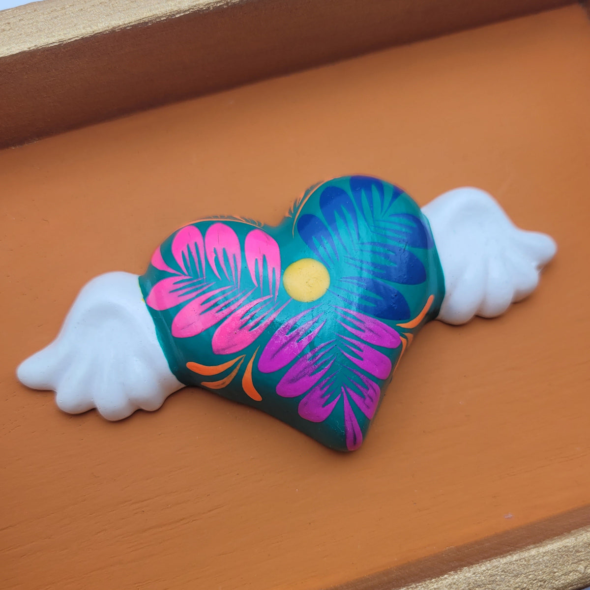 Winged Heart Sculpture Orange