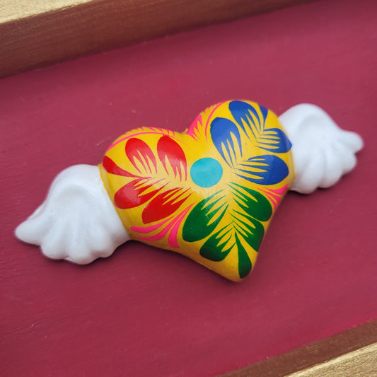 Winged Heart Sculpture Burgundy
