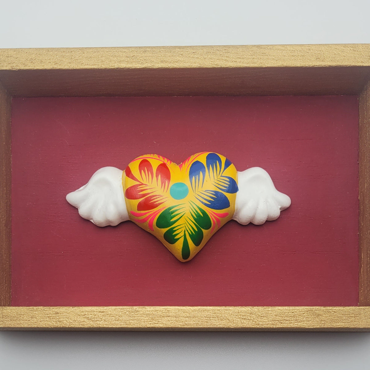Winged Heart Sculpture Burgundy
