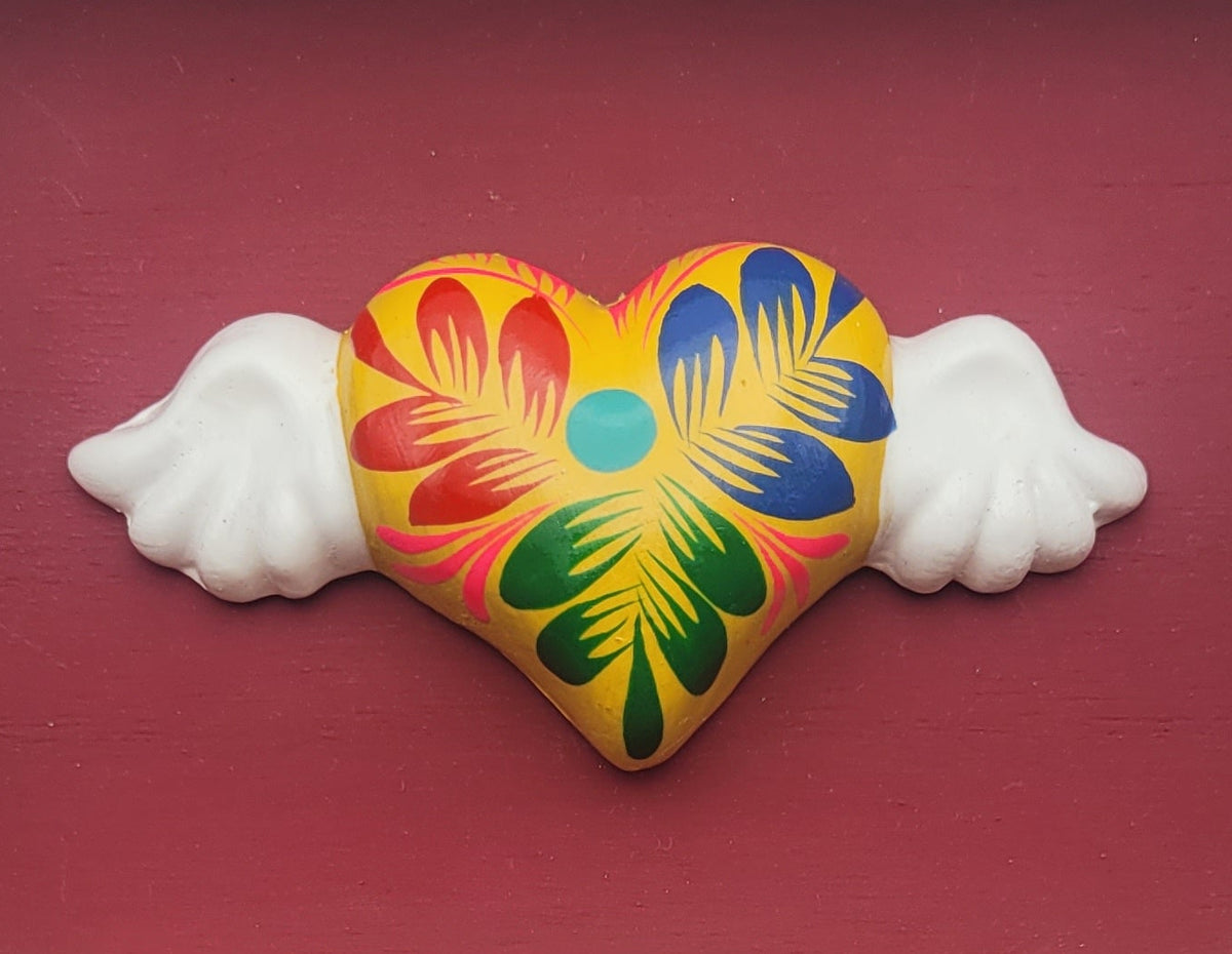 Winged Heart Sculpture Burgundy