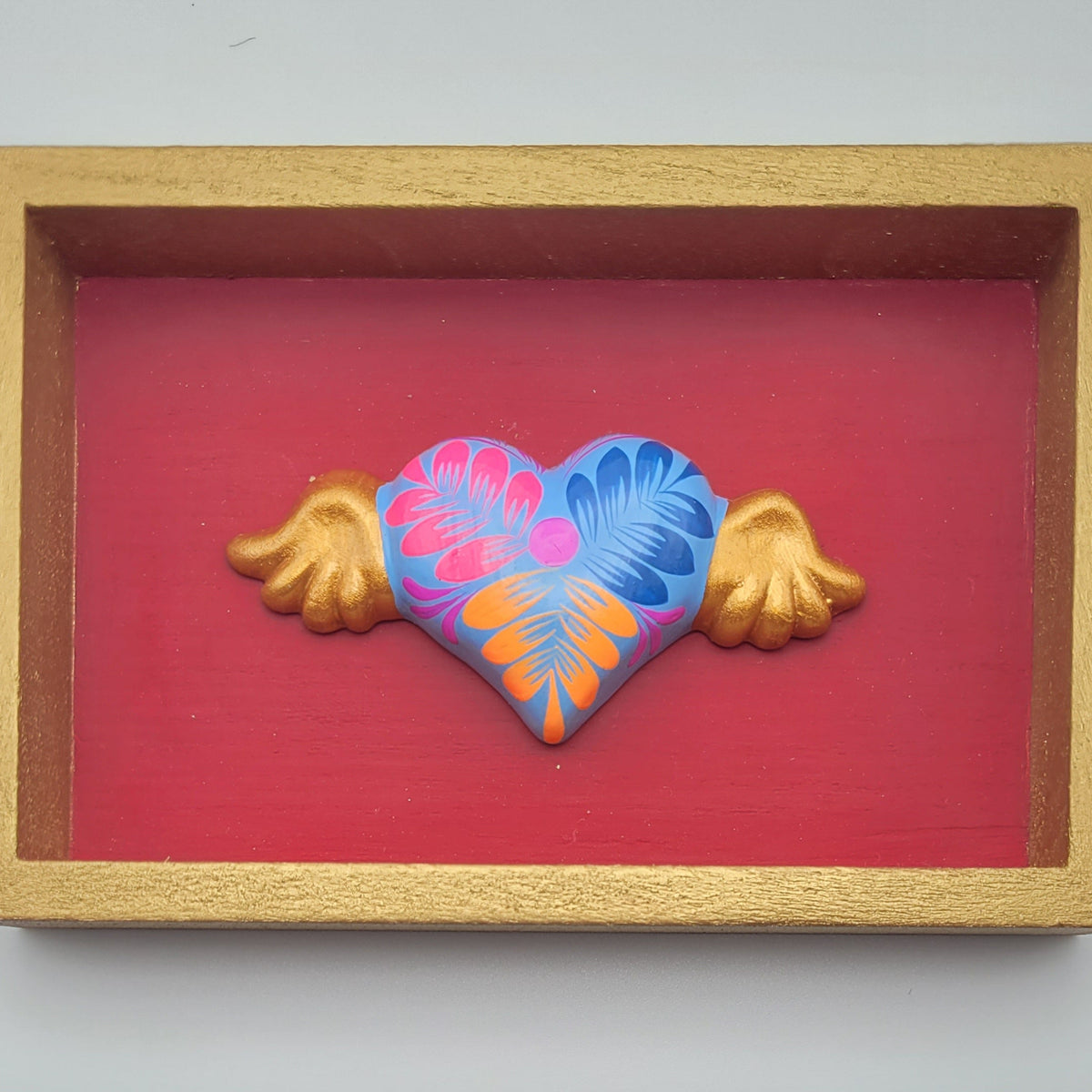 Winged Heart Sculpture Burgundy