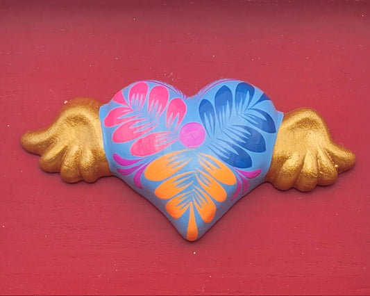 Winged Heart Sculpture Burgundy