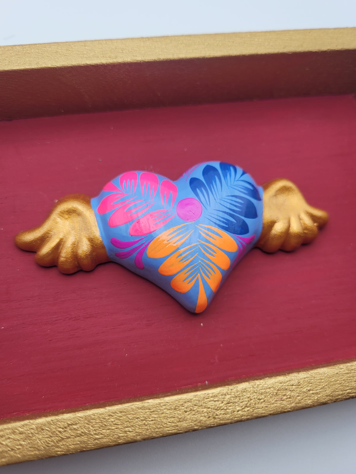 Winged Heart Sculpture Burgundy