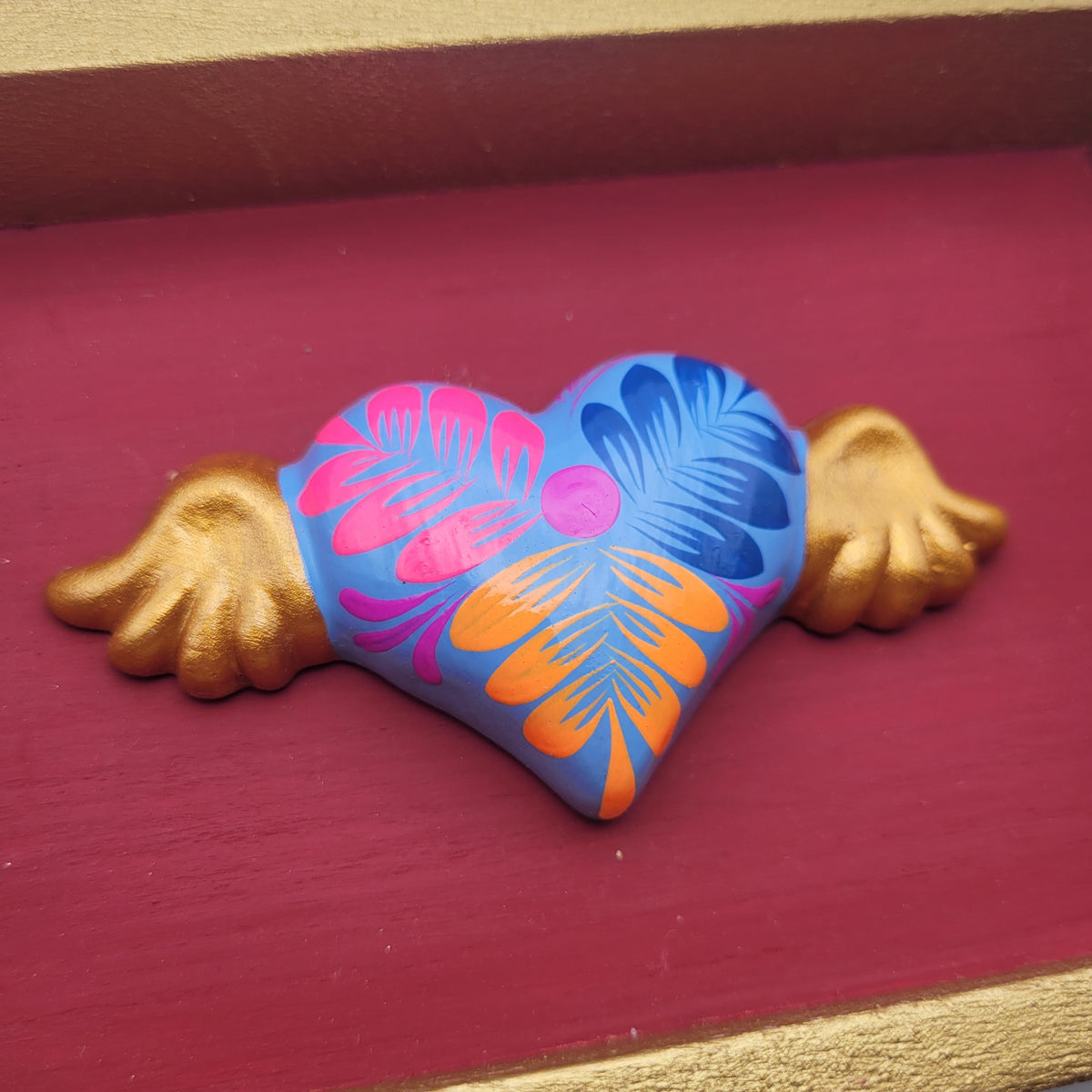 Winged Heart Sculpture Burgundy