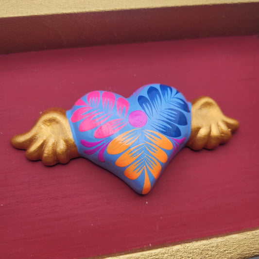 Winged Heart Sculpture Burgundy