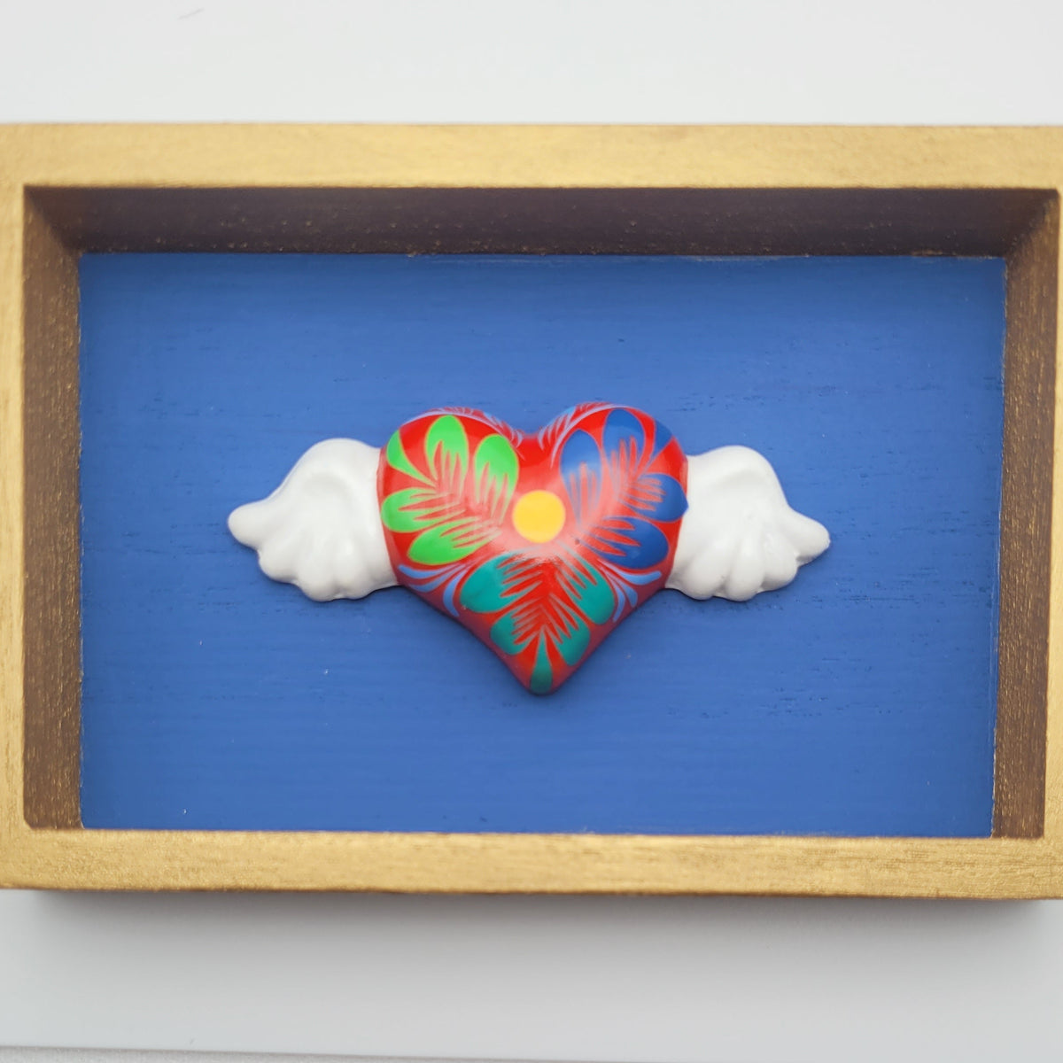 Winged Heart Sculpture Blue