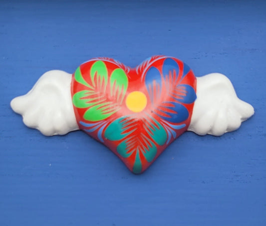 Winged Heart Sculpture Blue