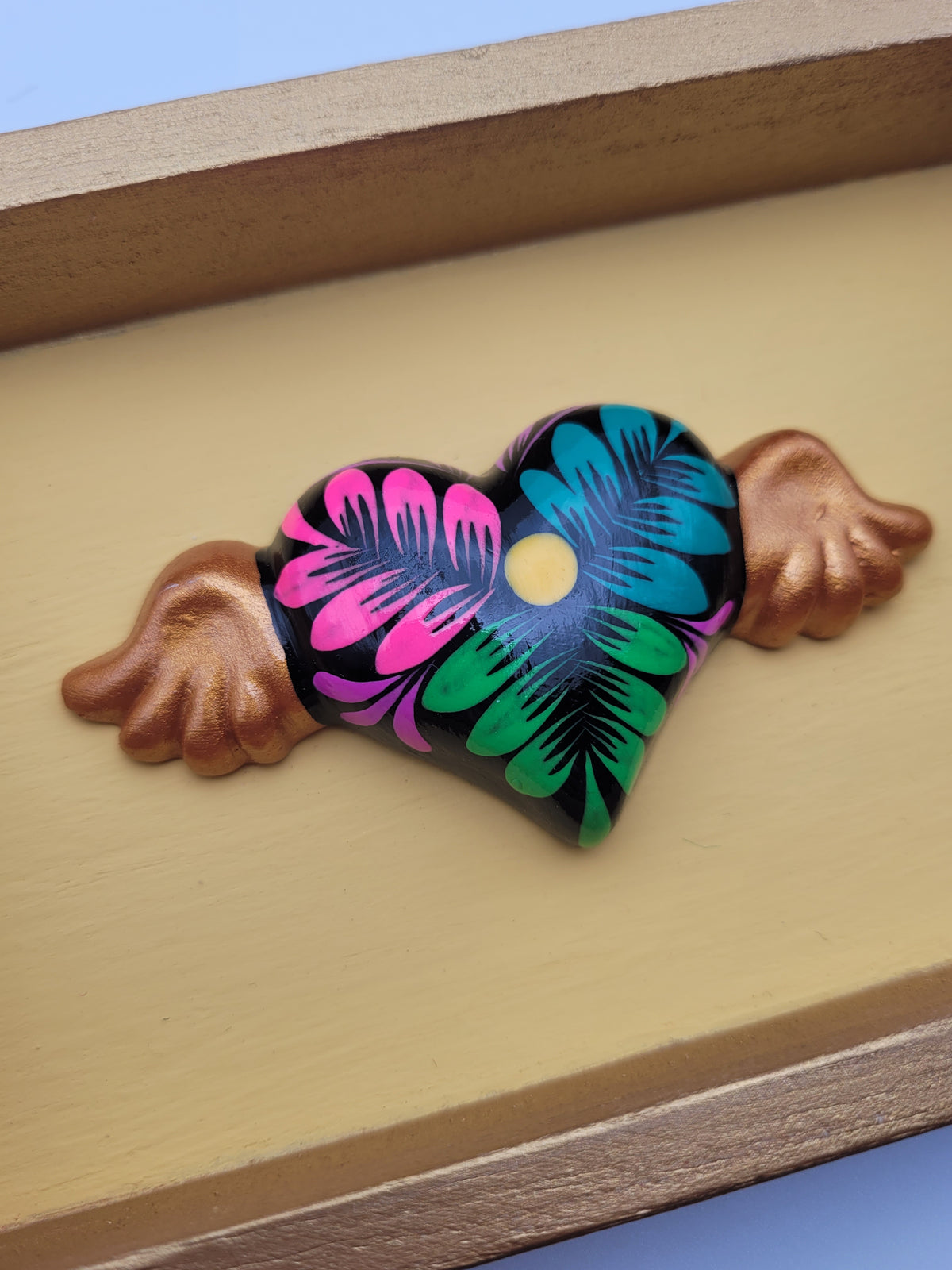 Winged Heart Sculpture Yellow