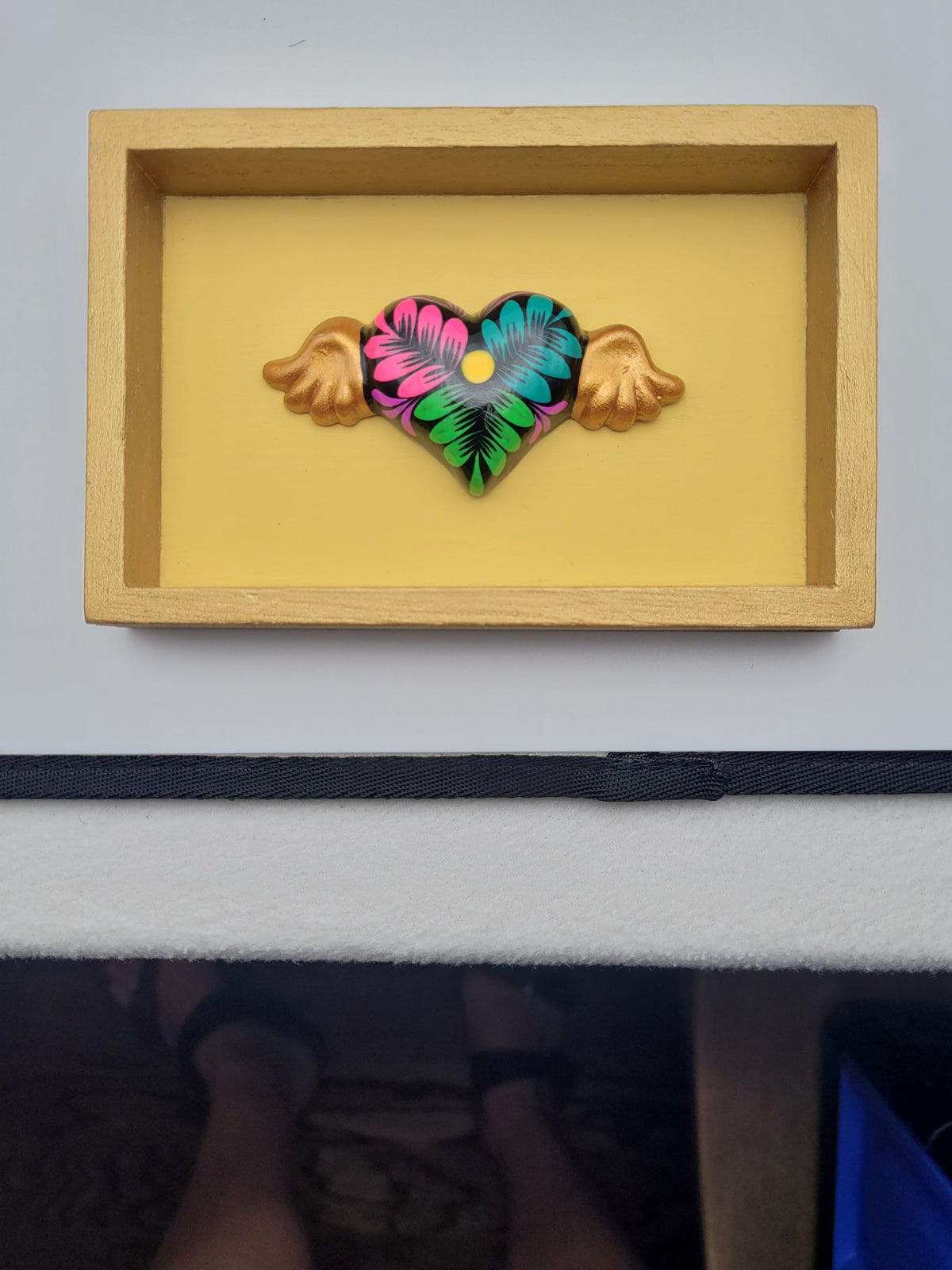 Winged Heart Sculpture Yellow