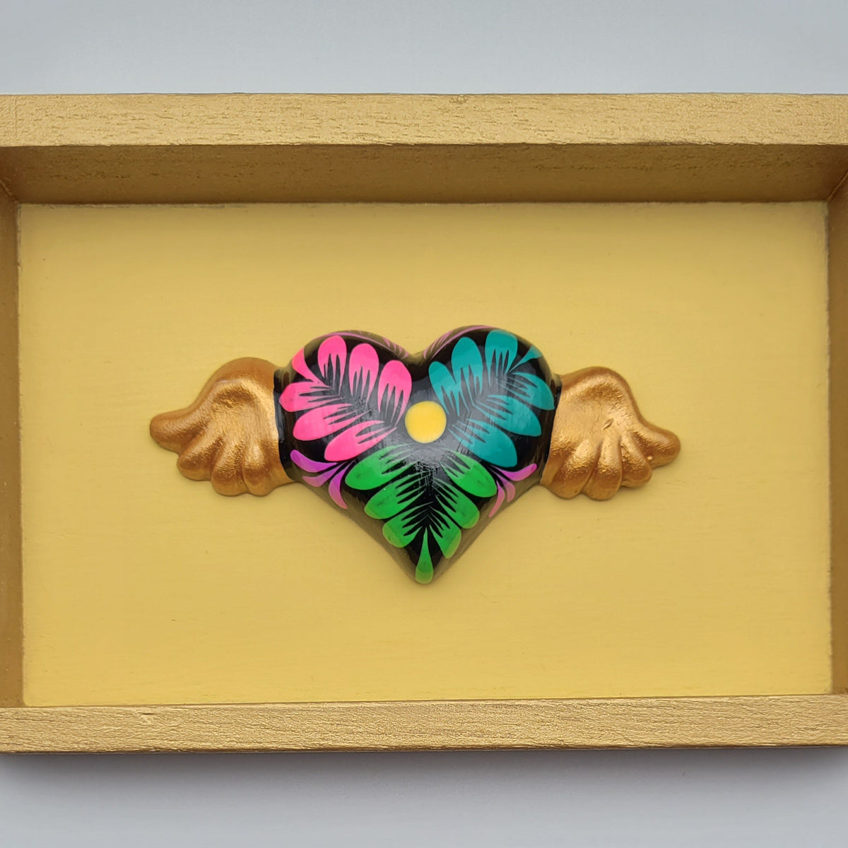 Winged Heart Sculpture Yellow