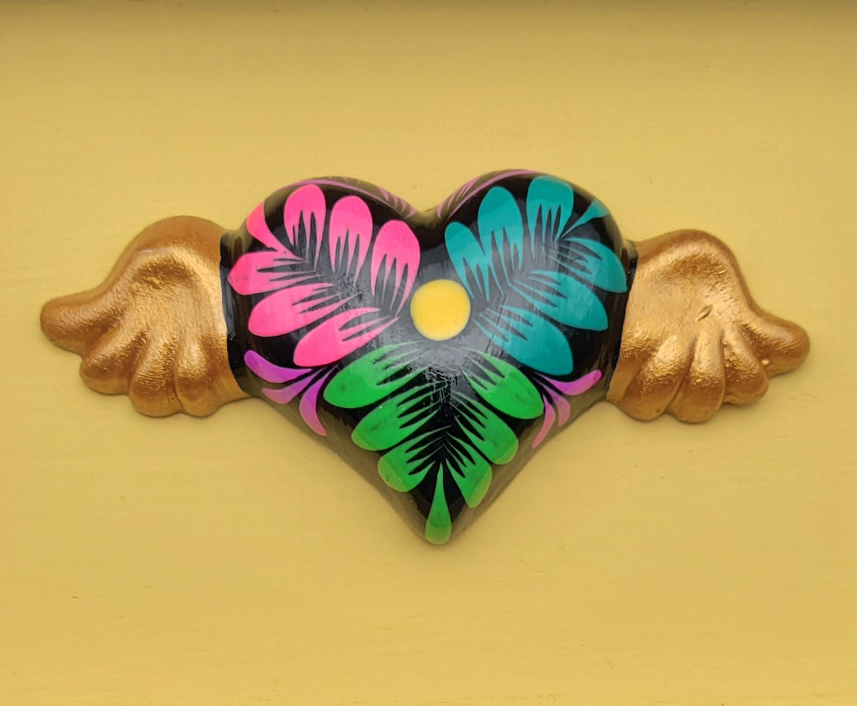 Winged Heart Sculpture Yellow