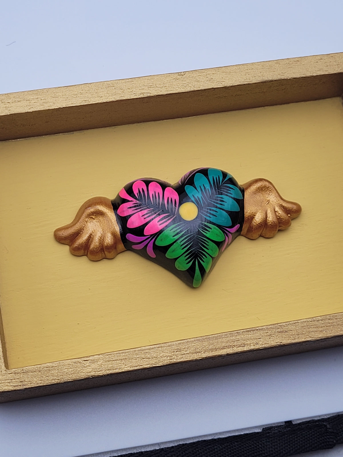 Winged Heart Sculpture Yellow