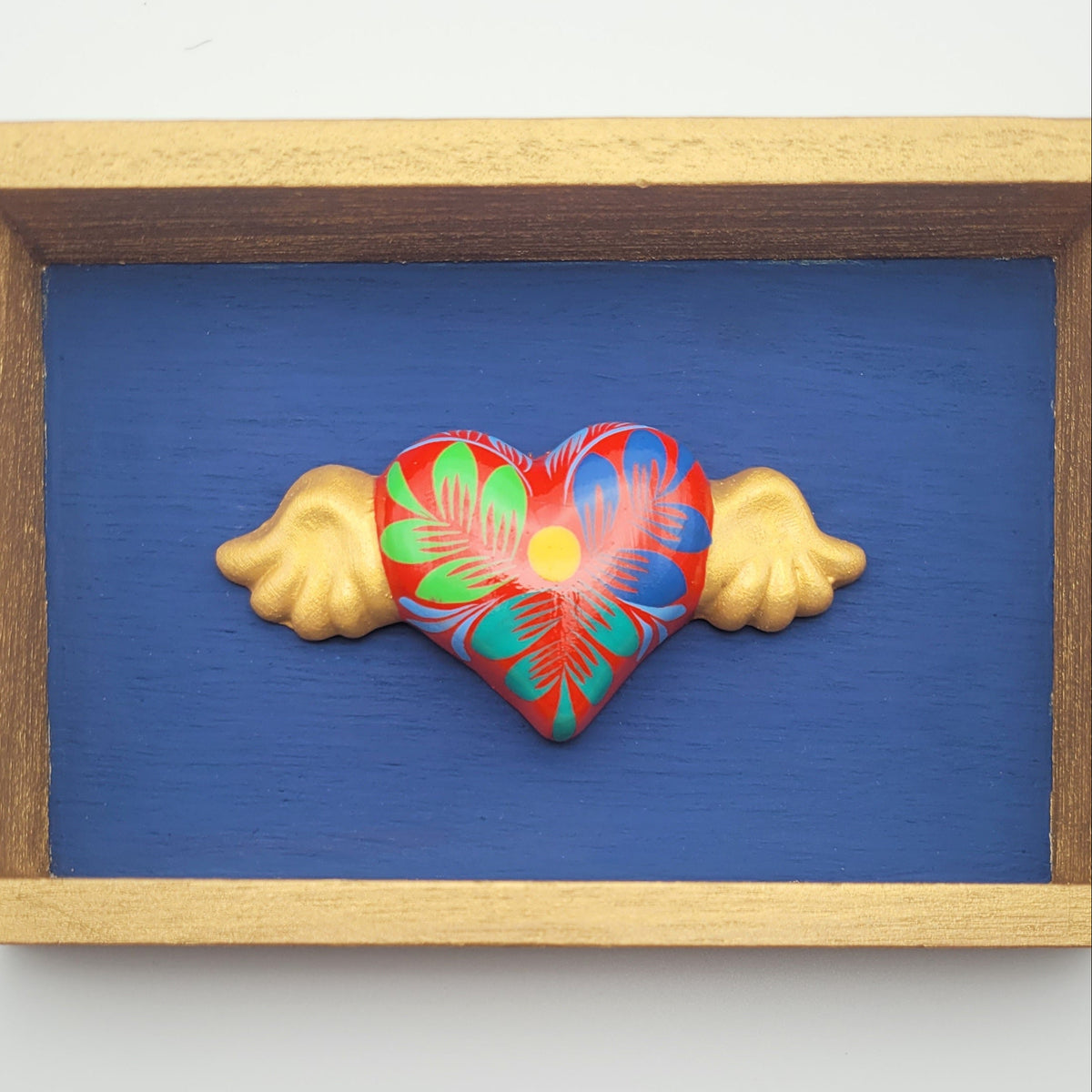 Winged Heart Sculpture Blue