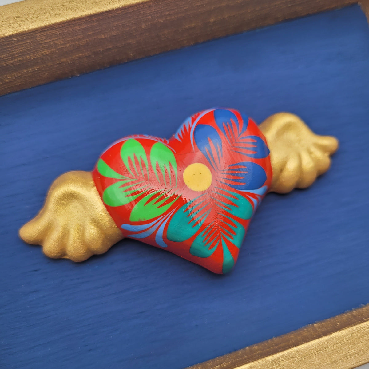 Winged Heart Sculpture Blue