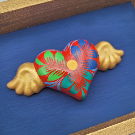 Winged Heart Sculpture Blue