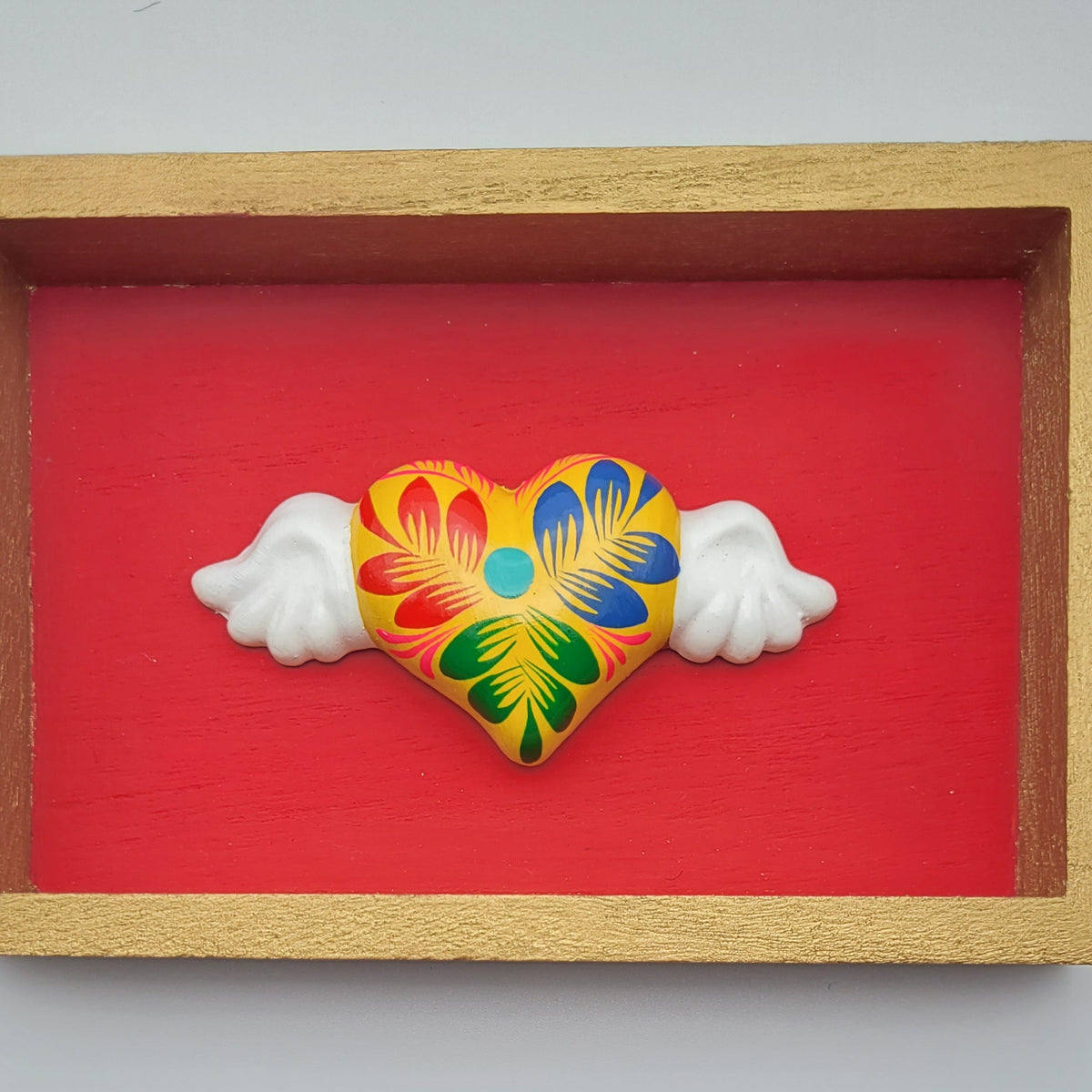 Winged Heart Sculpture Red