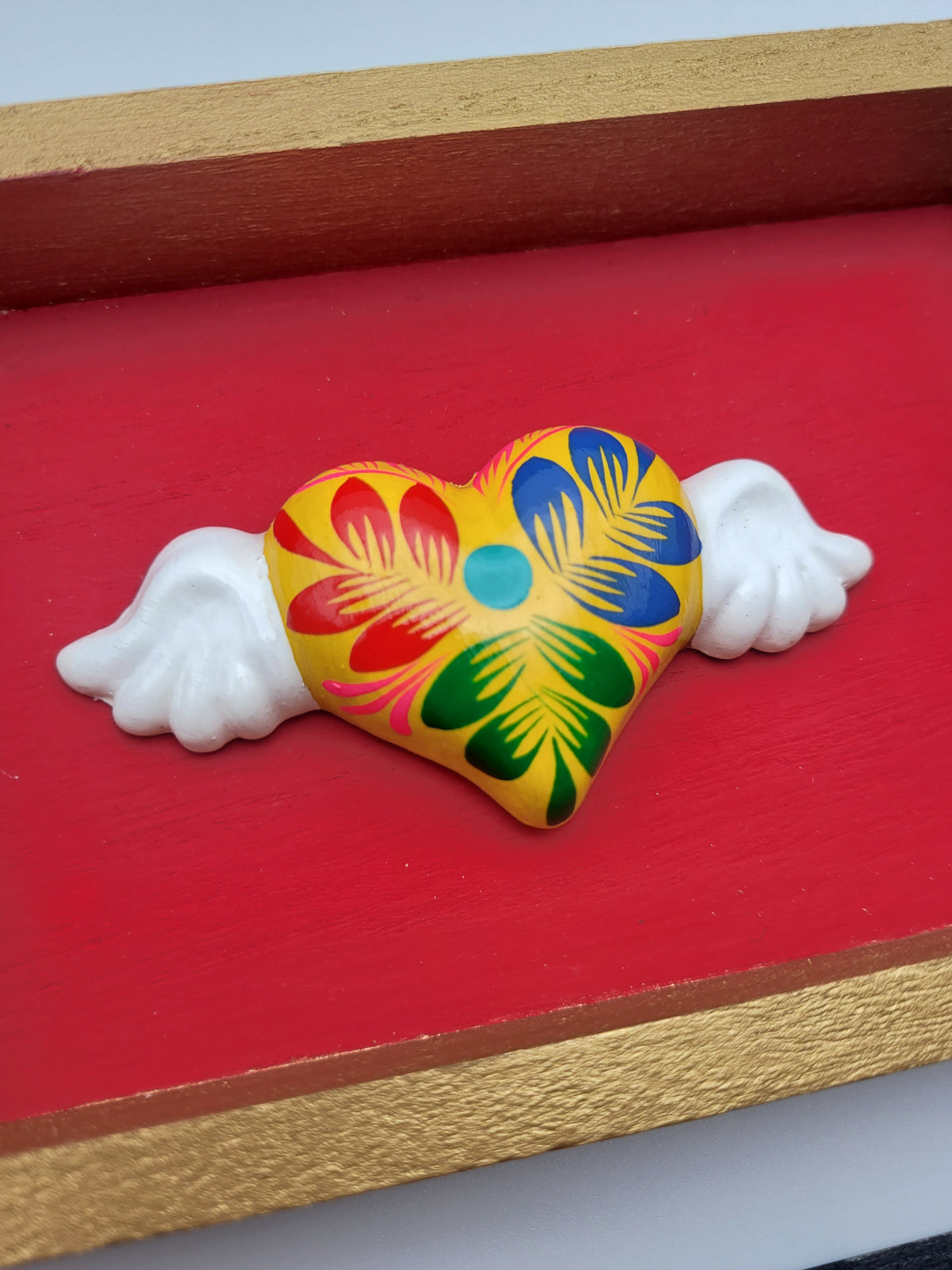 Winged Heart Sculpture Red