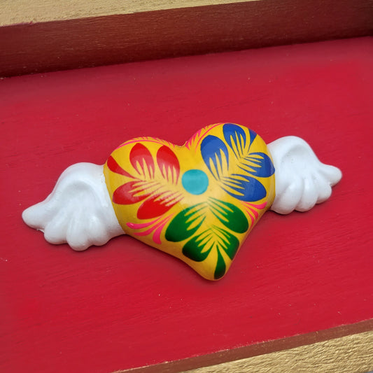 Winged Heart Sculpture Red