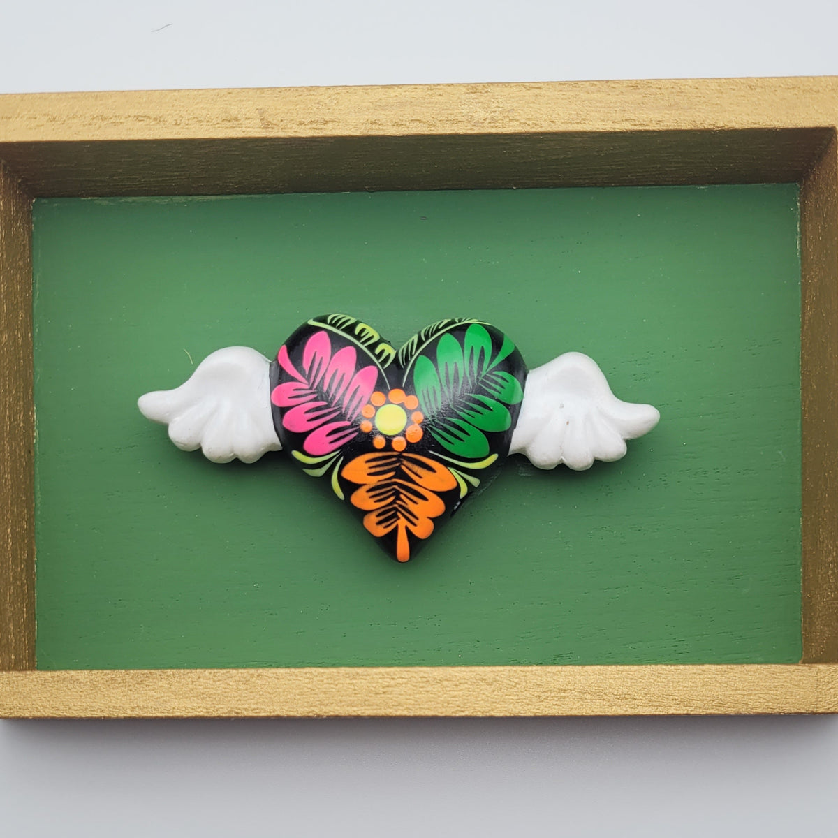 Winged Heart Sculpture Green