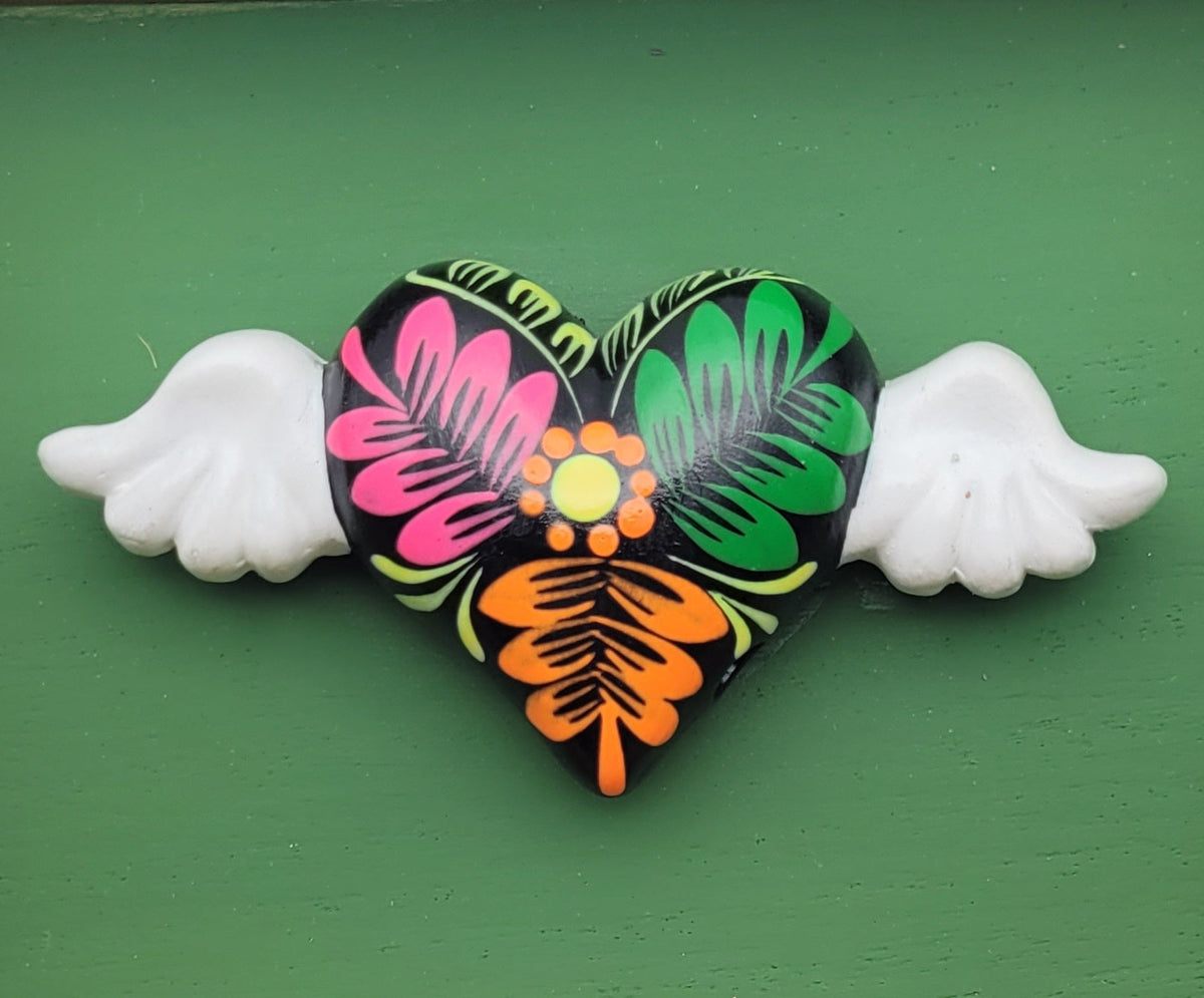 Winged Heart Sculpture Green