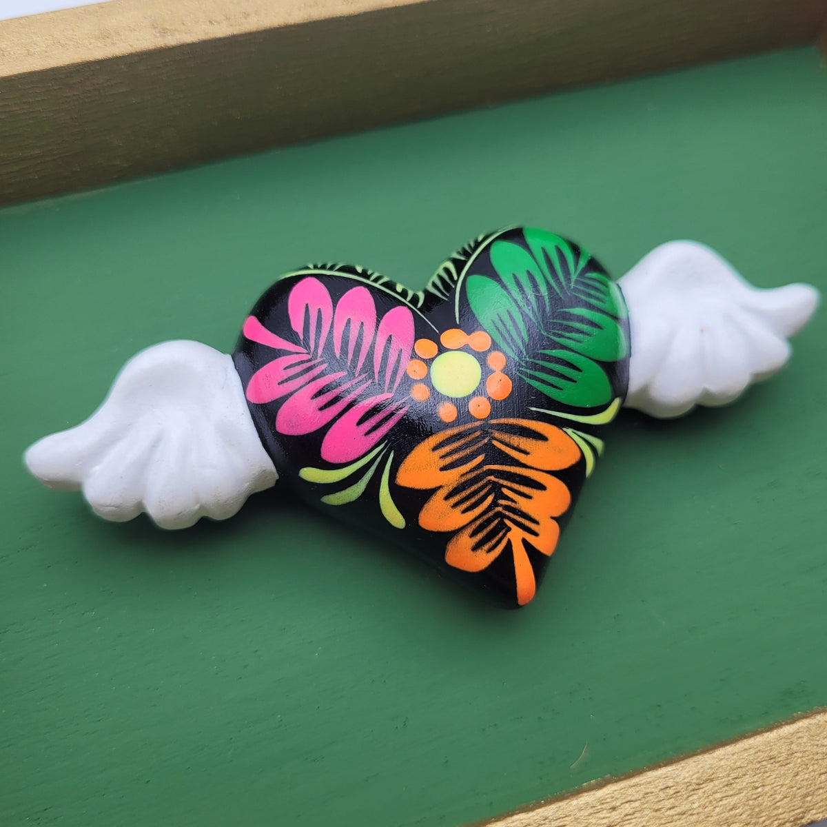 Winged Heart Sculpture Green