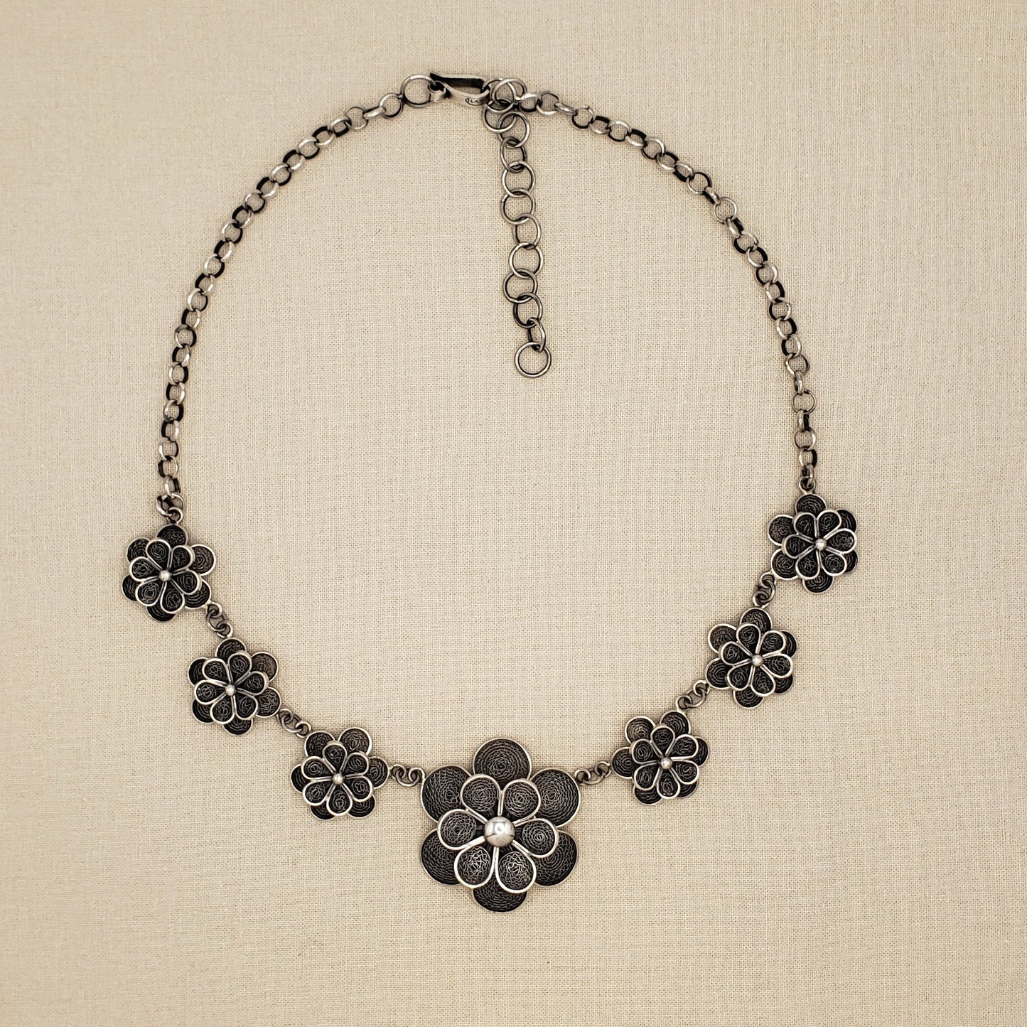 Peruvian Blossom Silver Necklace