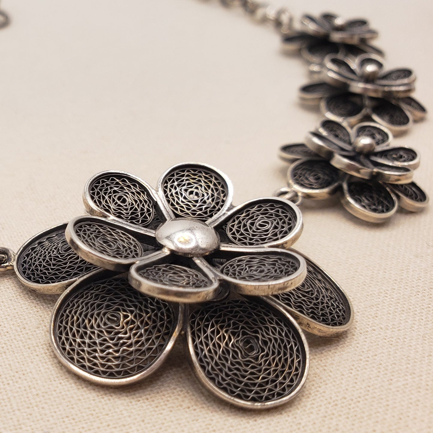 Peruvian Blossom Silver Necklace