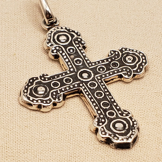 Peruvian Silver Ornate Cross Pendant
