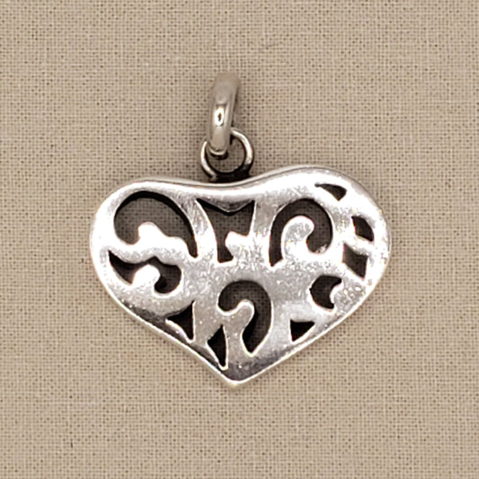 Peruvian Silver Filigree Heart Pendant