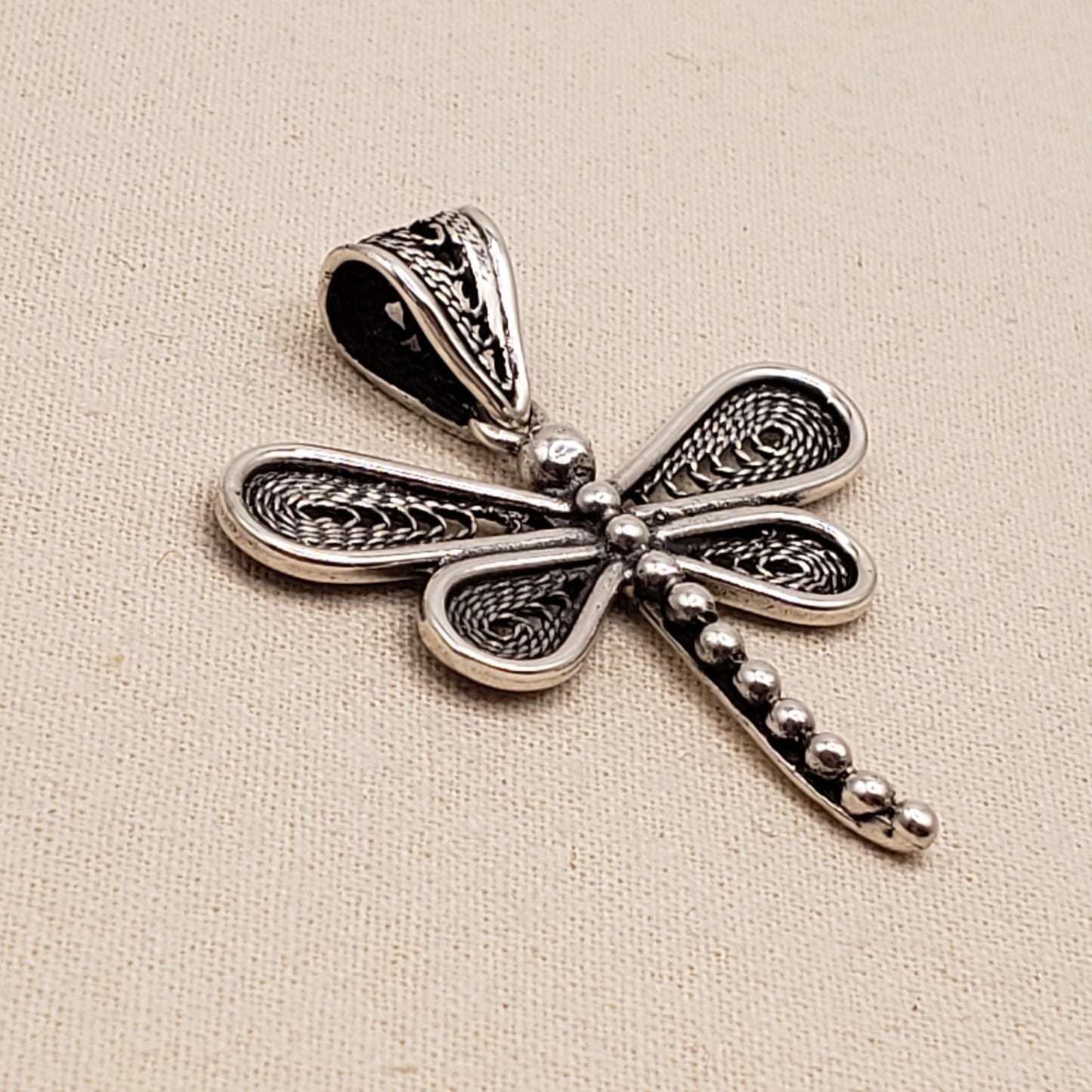 Handcrafted Peruvian Silver Dragonfly Pendant