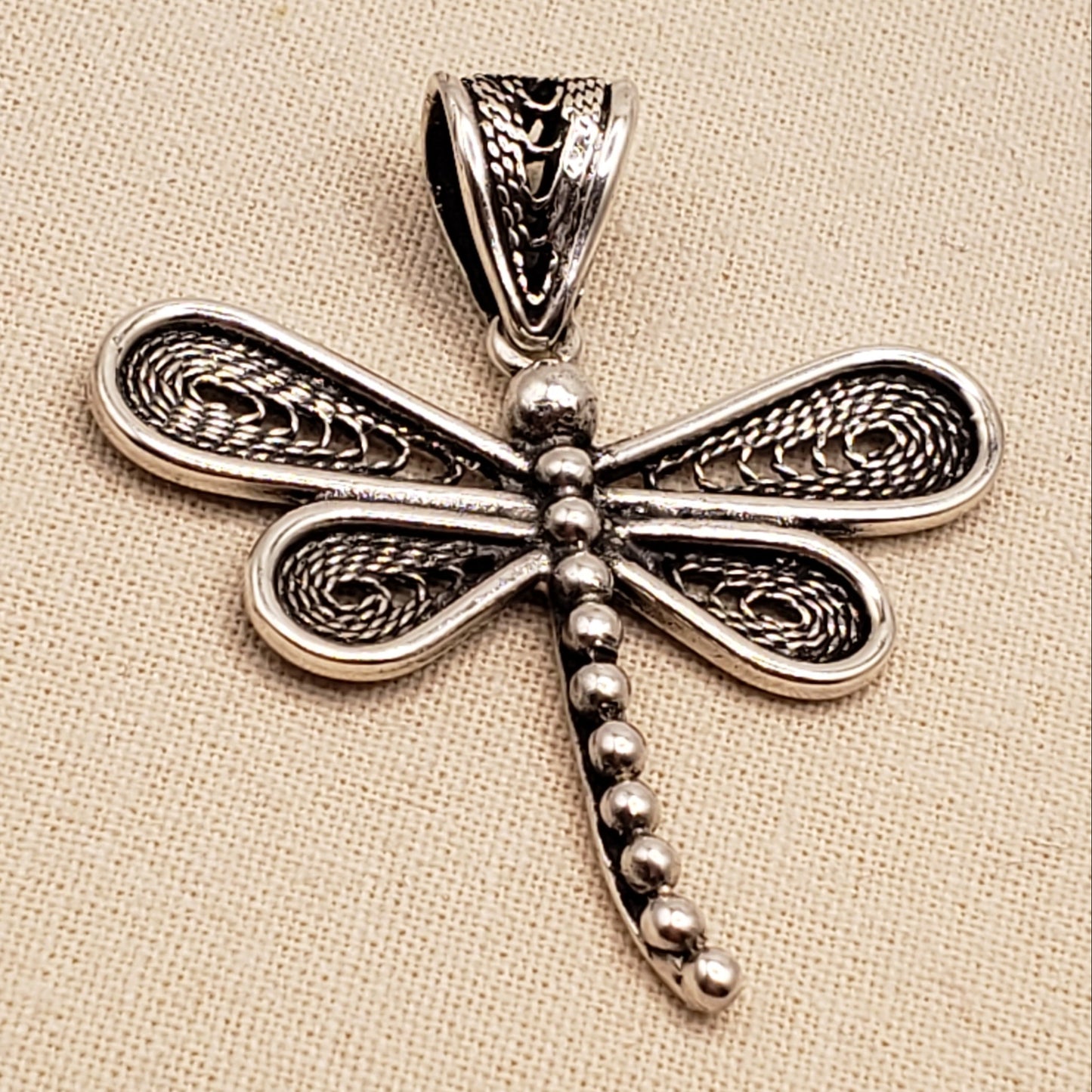 Handcrafted Peruvian Silver Dragonfly Pendant