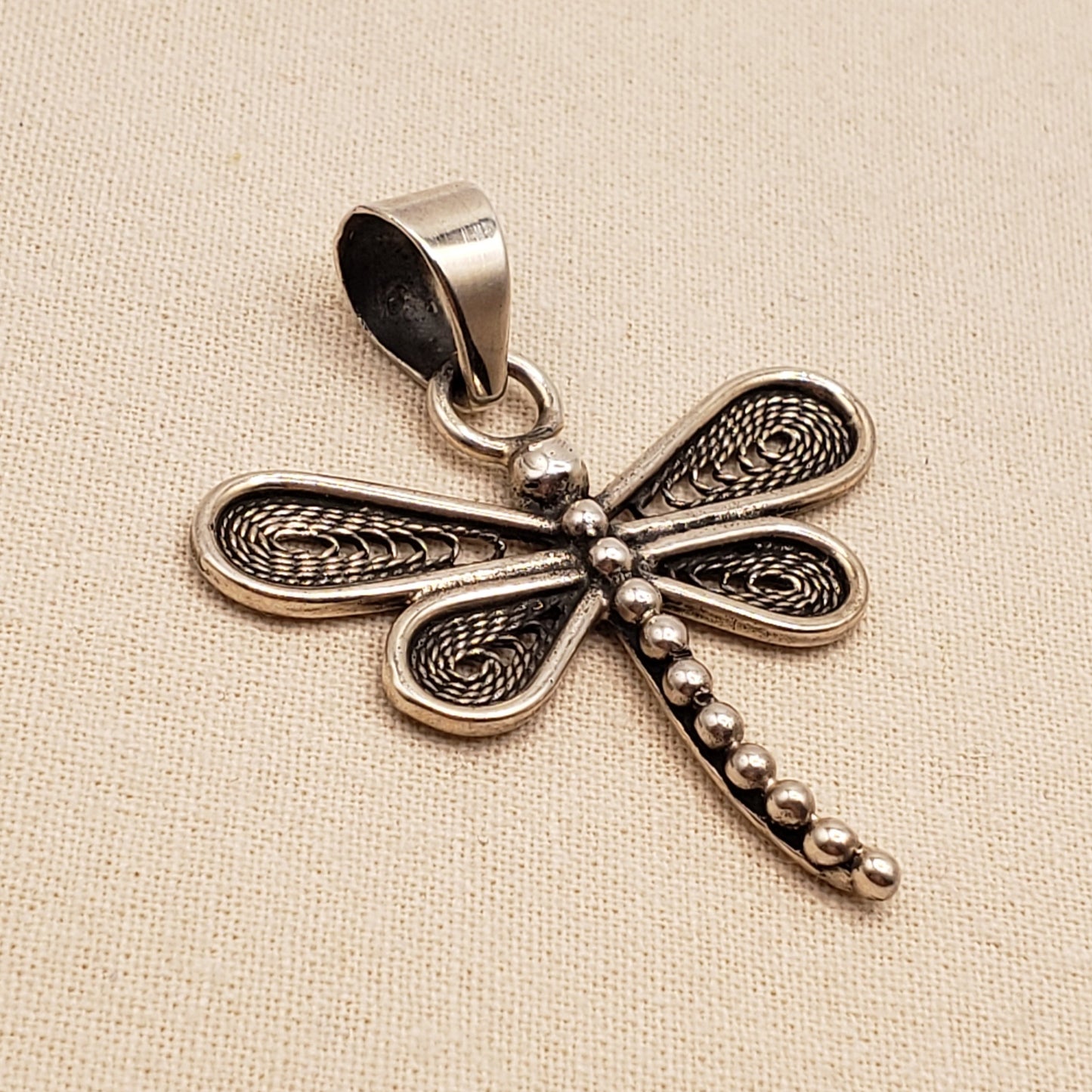 Handcrafted Peruvian Silver Dragonfly Pendant