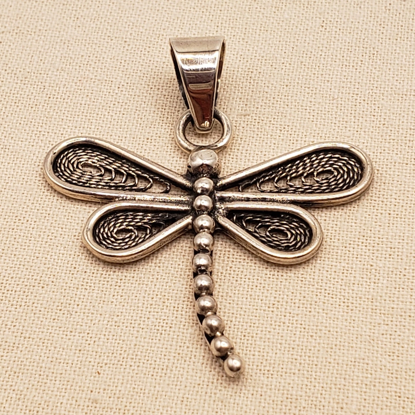 Handcrafted Peruvian Silver Dragonfly Pendant