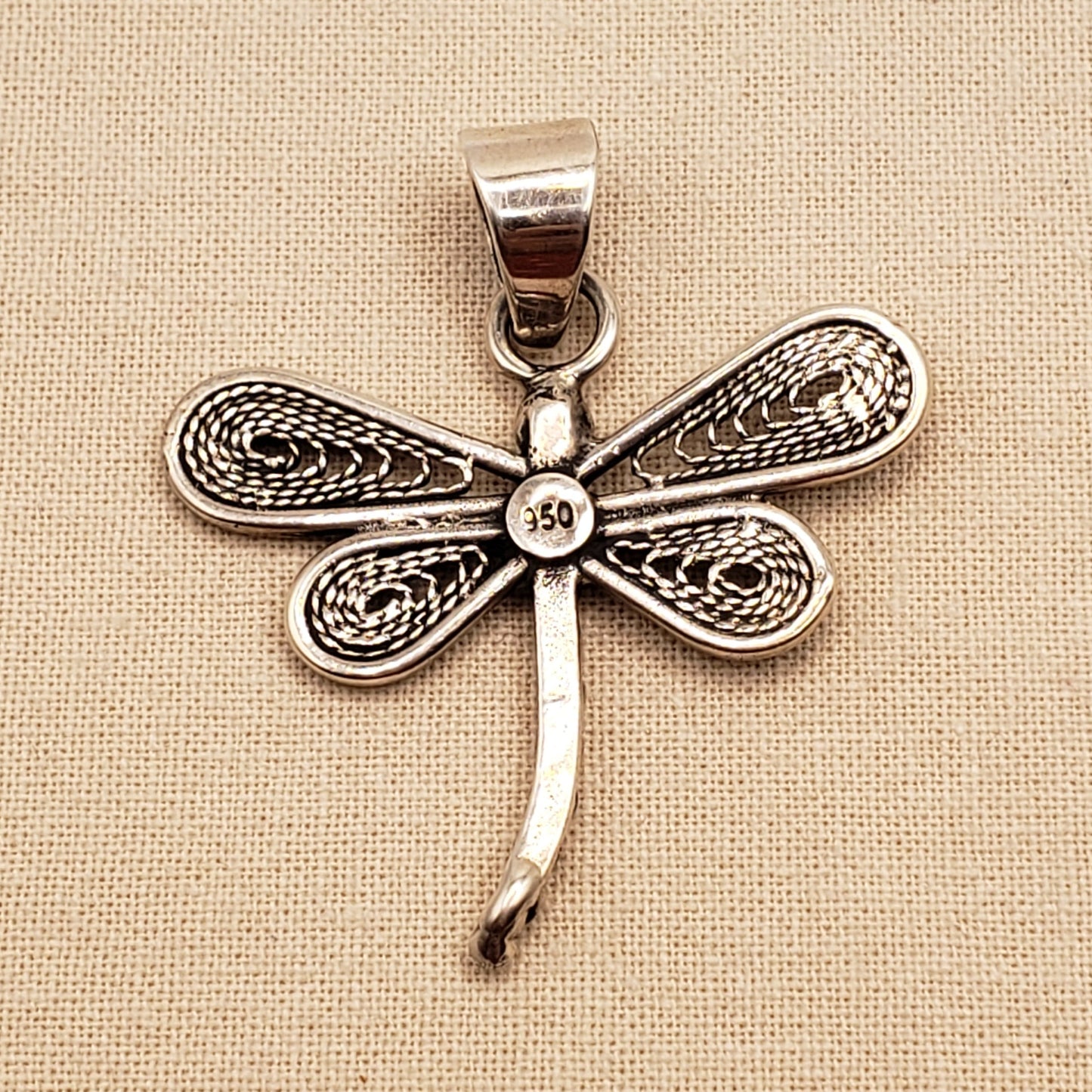 Handcrafted Peruvian Silver Dragonfly Pendant