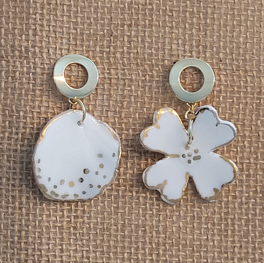Handcrafted Porcelain Flowers Drop Earrings