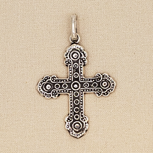 Peruvian Silver Ornate Cross Pendant